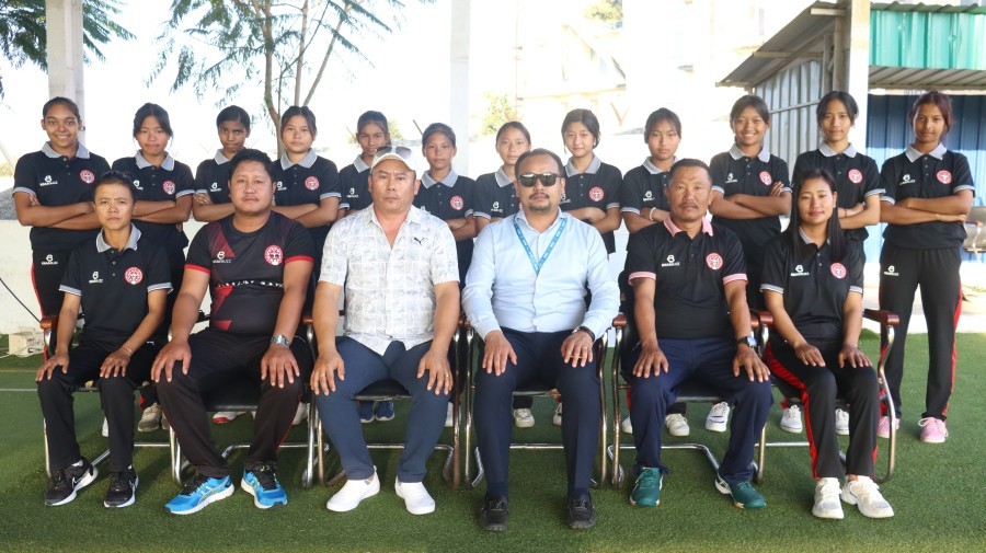 Nagaland squad for the Women's U15 One Day Trophy 2023-24 with Head Coach, Team Manager, S&C Coach and Physio. (Photo Courtesy: NCA)
